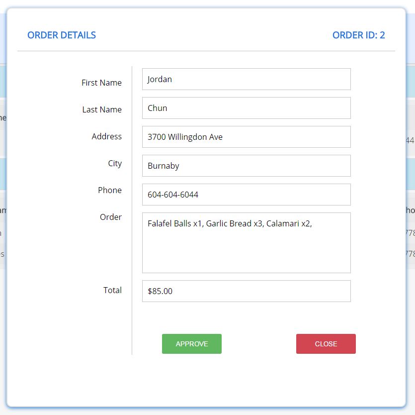 Ambrosia Order Details