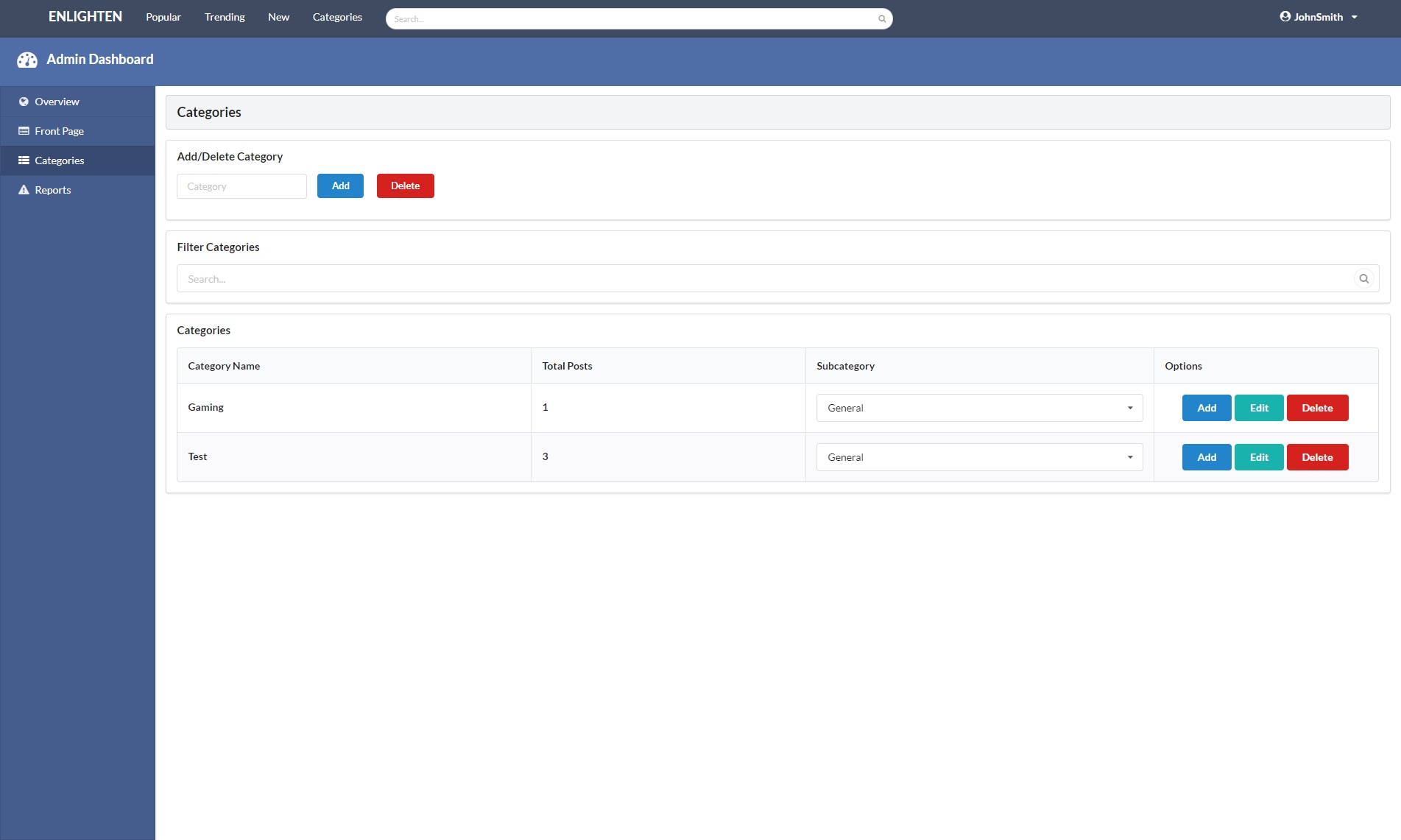 Enlighten Admin Categories 1