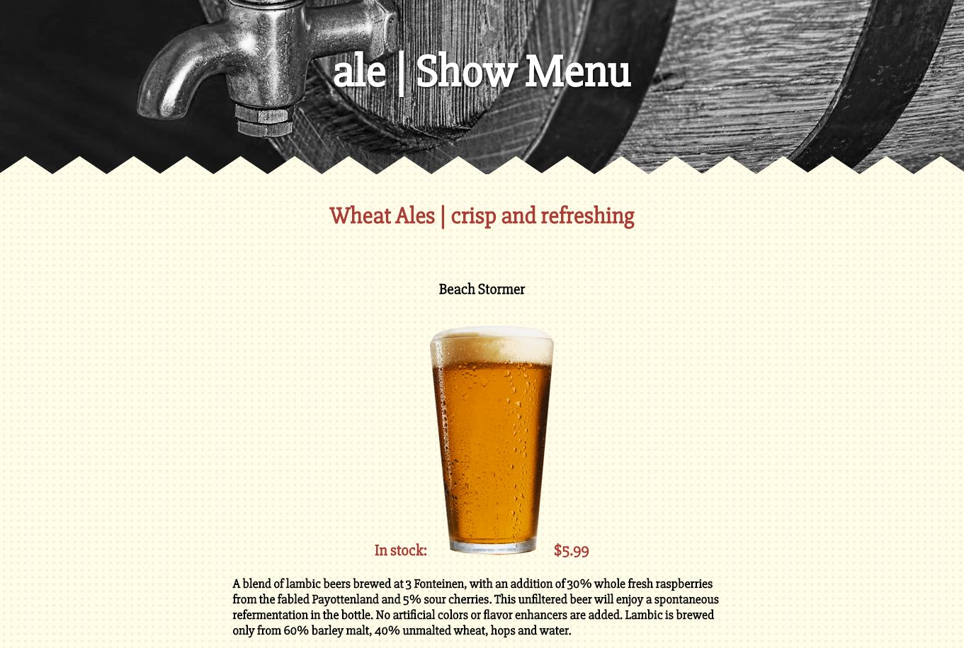 Piswasser Beer Information