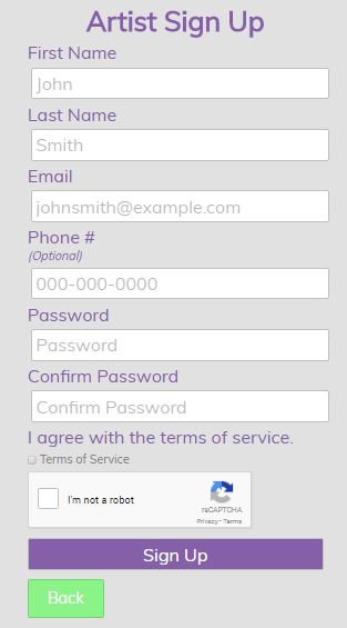 Vacant Art User Signup